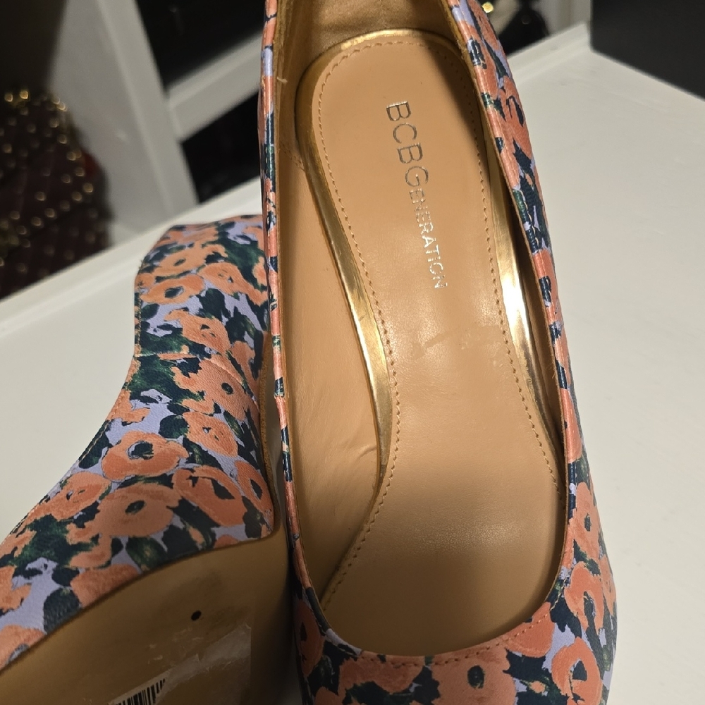 BCBGeneration Floral Wedges - Pink and Blue